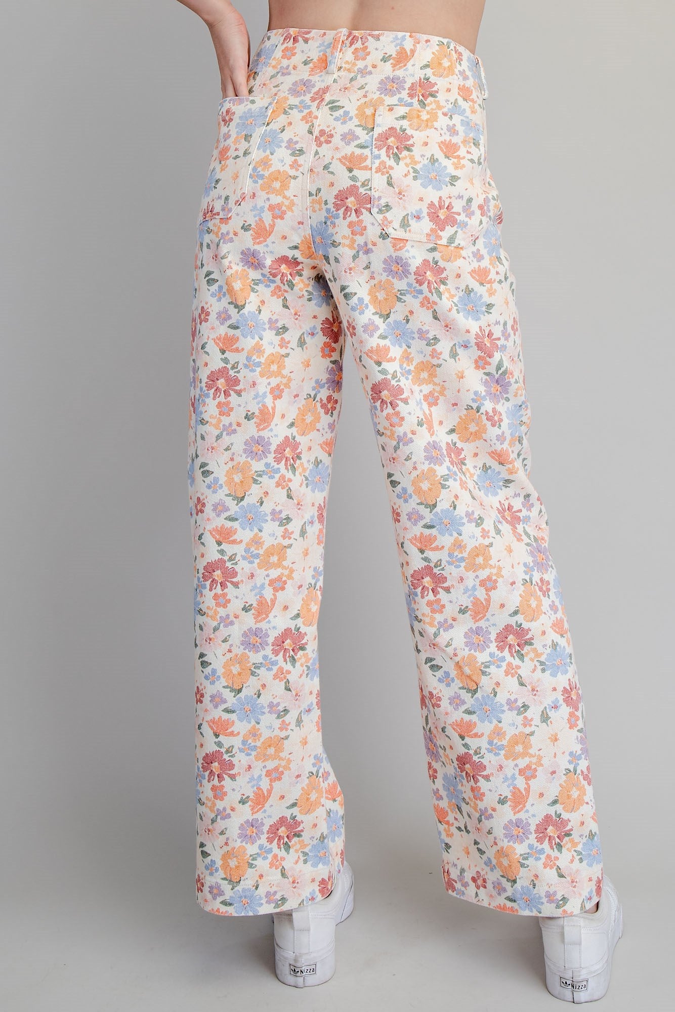 Floral Printed Zipper Front Pants