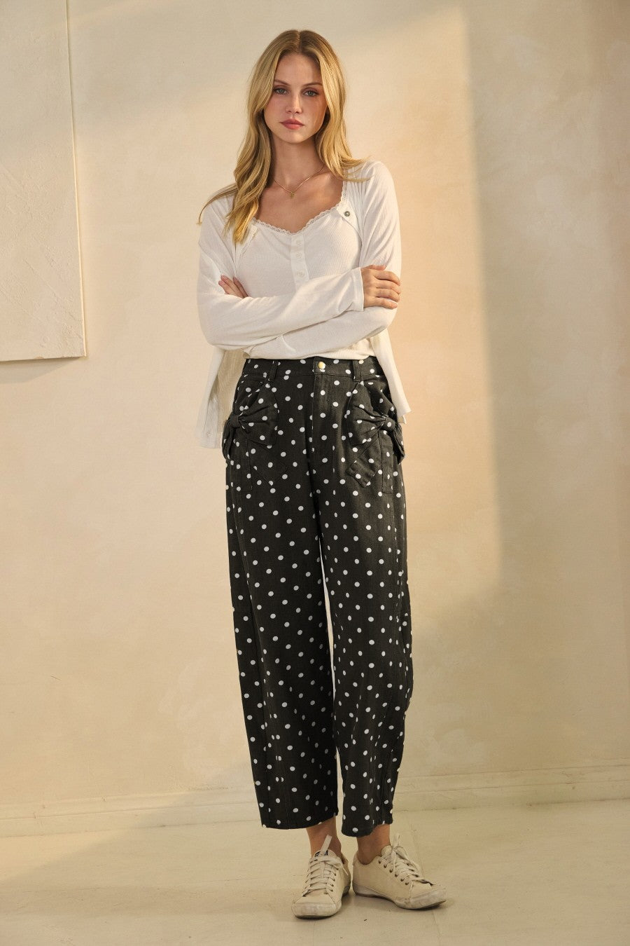 High Rise Polka Dot Denim Pants