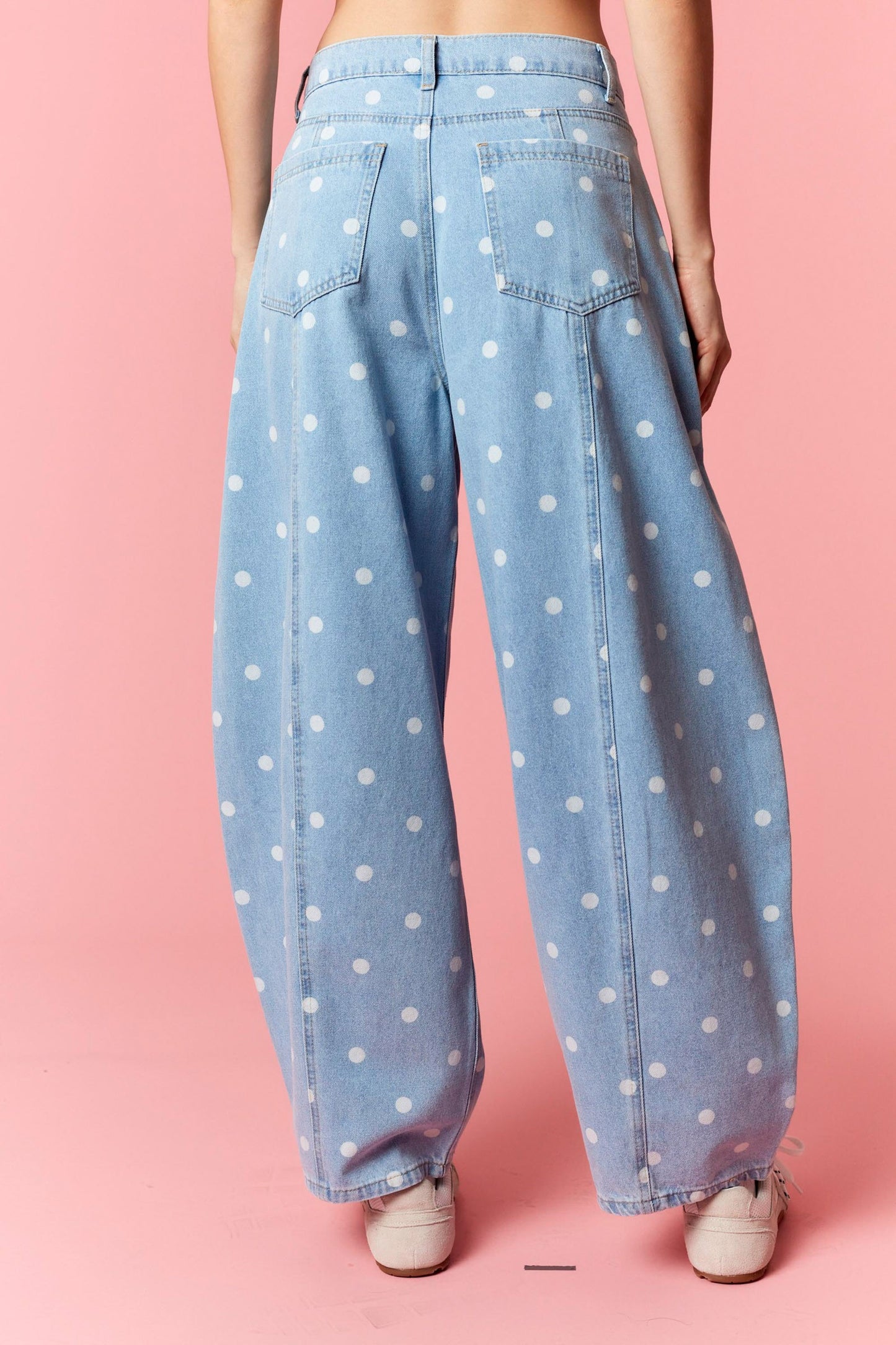 Denim Polka Dot Barrel Jeans