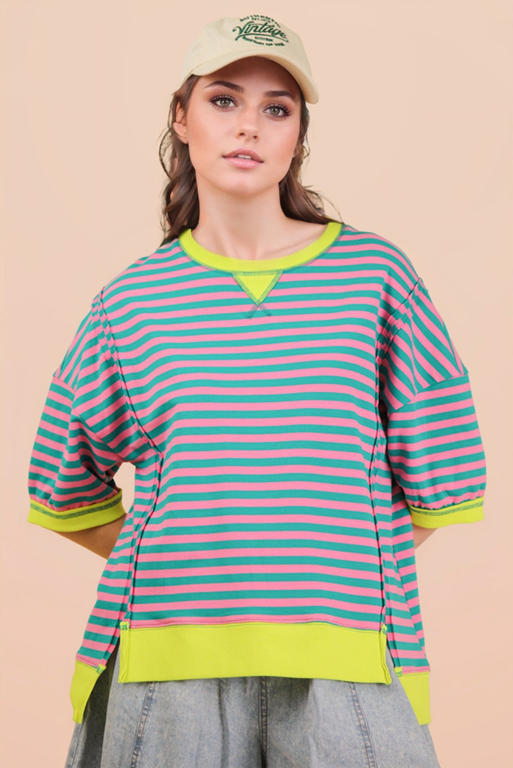 Oversized Stripe Casual Knit Top