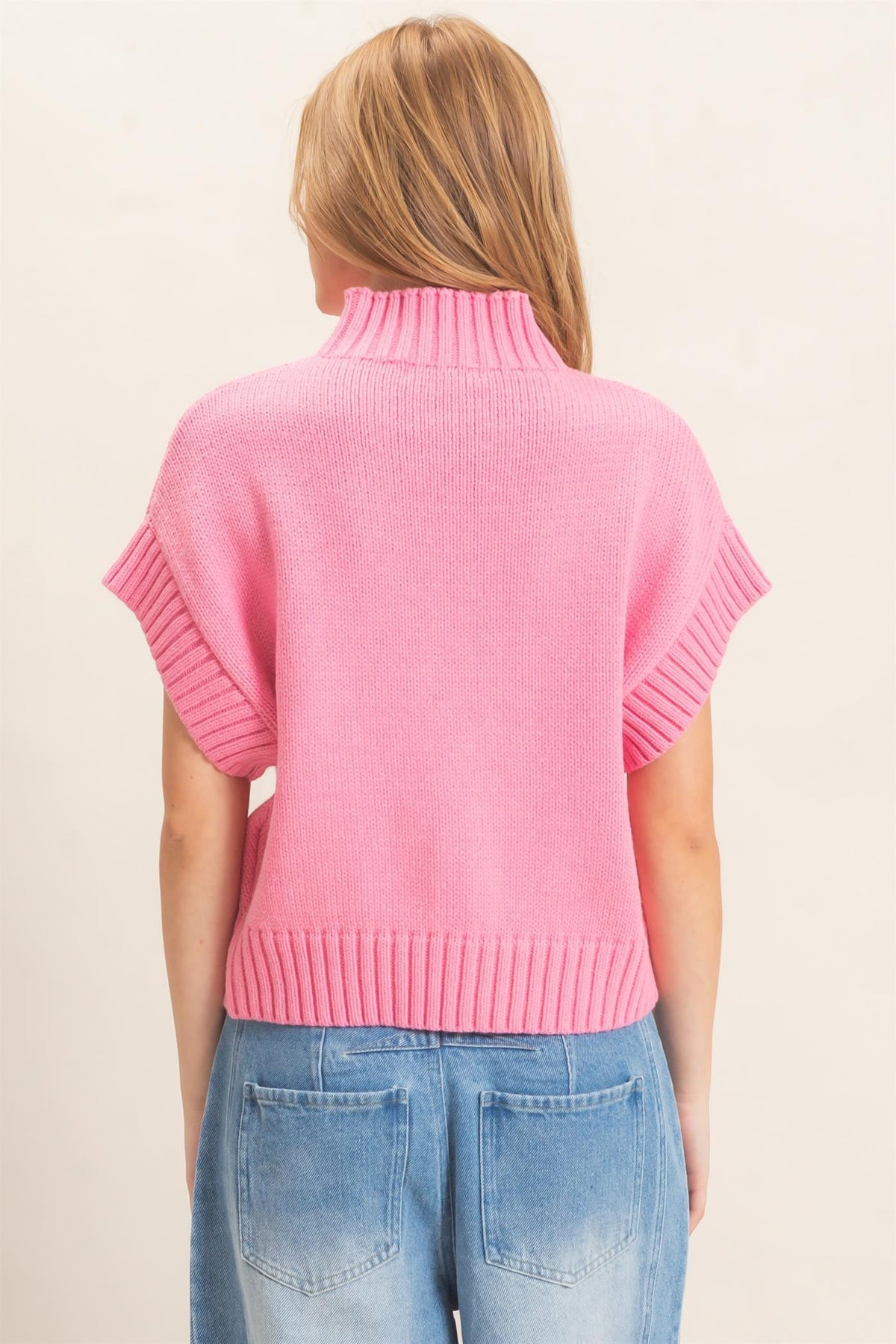 Ribbed Mock Neck Sweater Vest