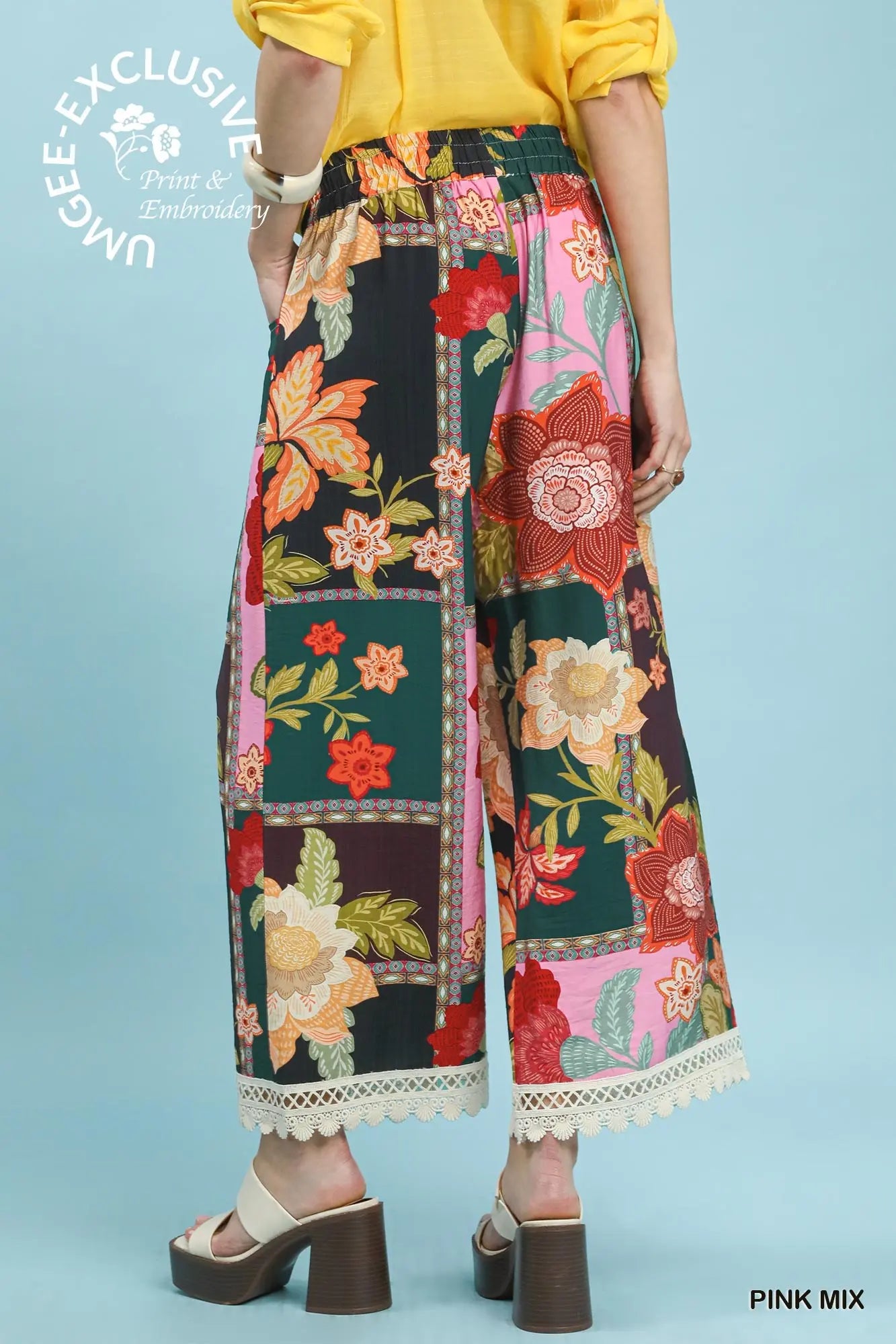 Abstract Patchwork Print Pants