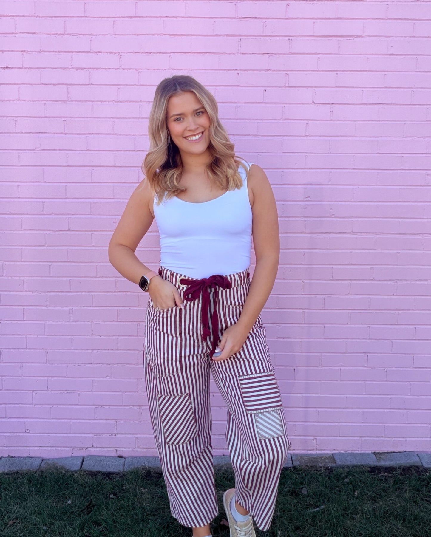 Striped Barrel Pants