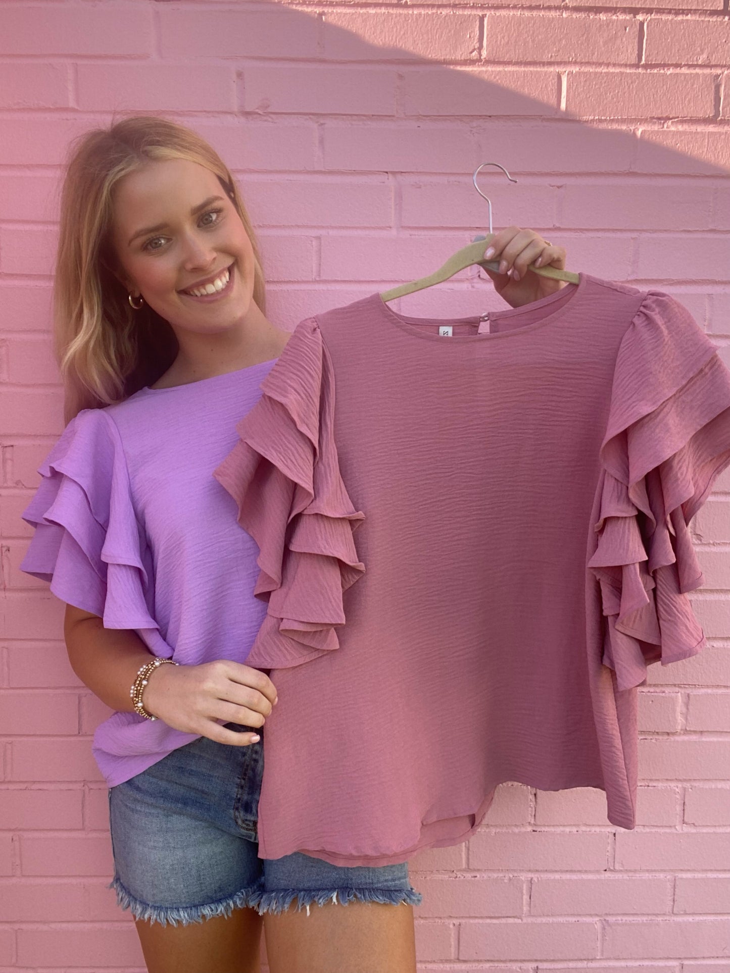 RUFFLE SLEEVE BLOUSE