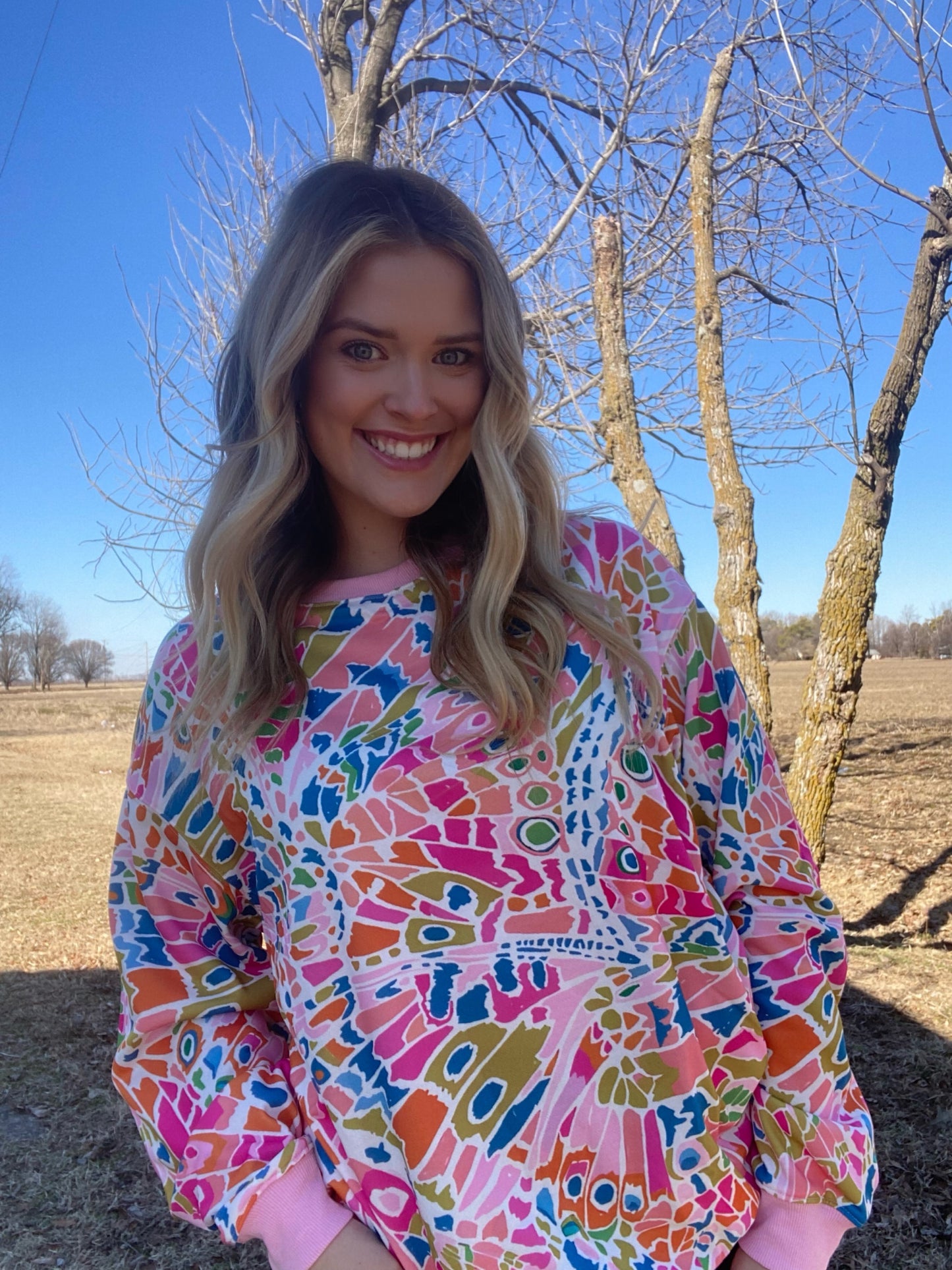 Pink Abstract Sweater