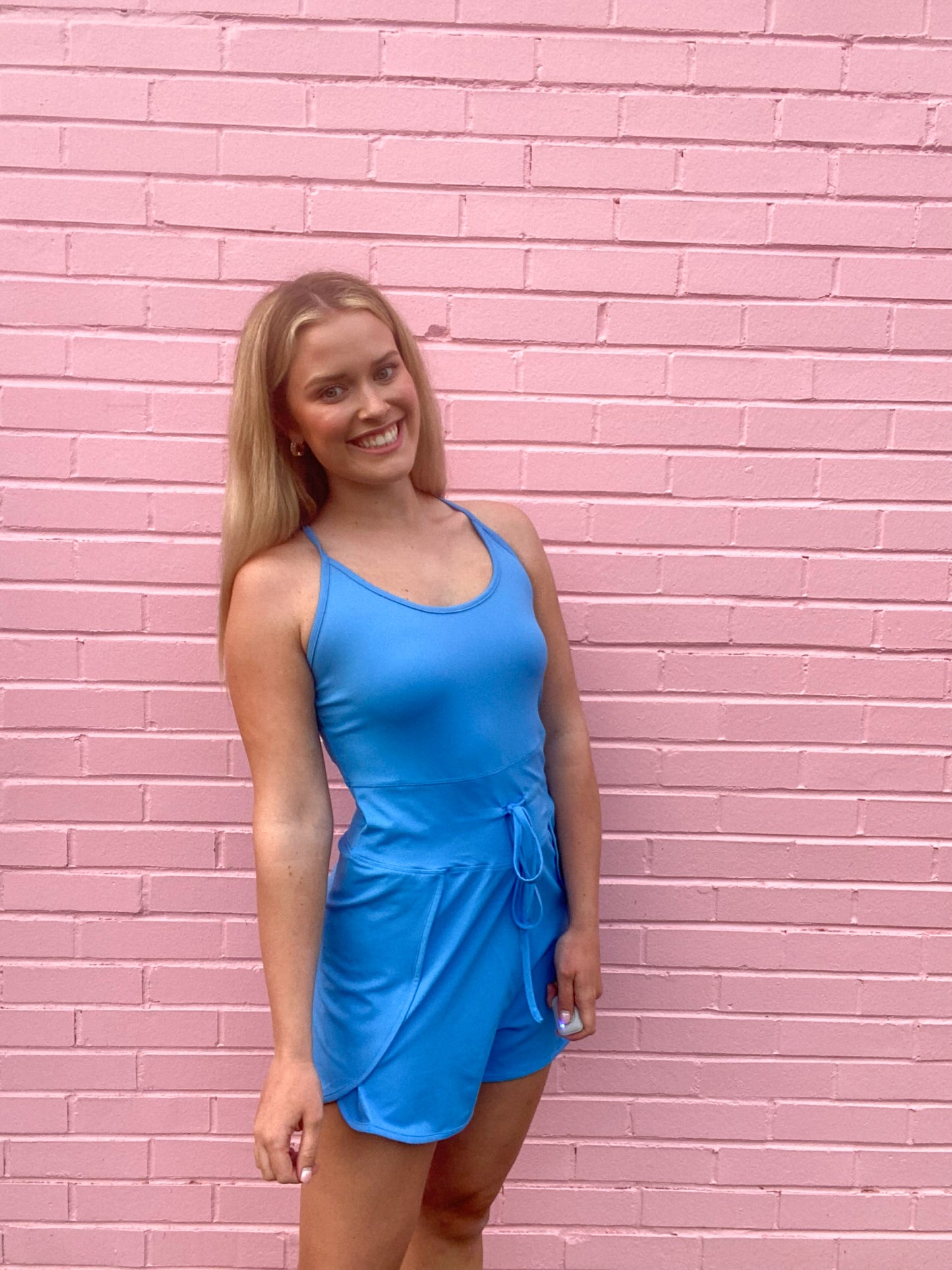 Blue Athletic Romper w/ Adjustable Straps