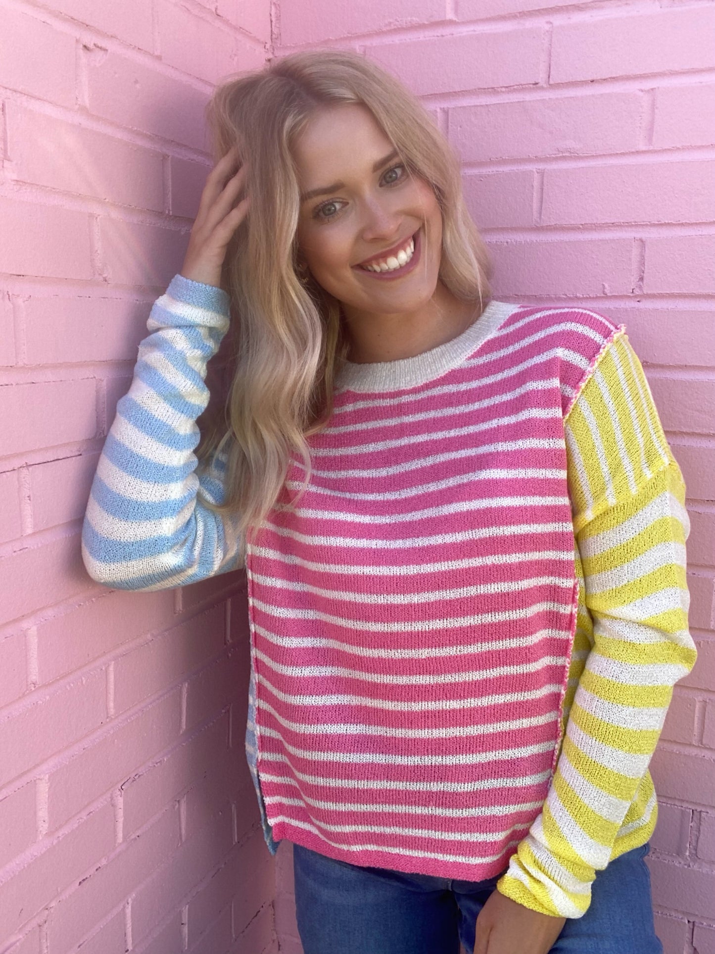 Multicolor Stripe Color Block Sweater