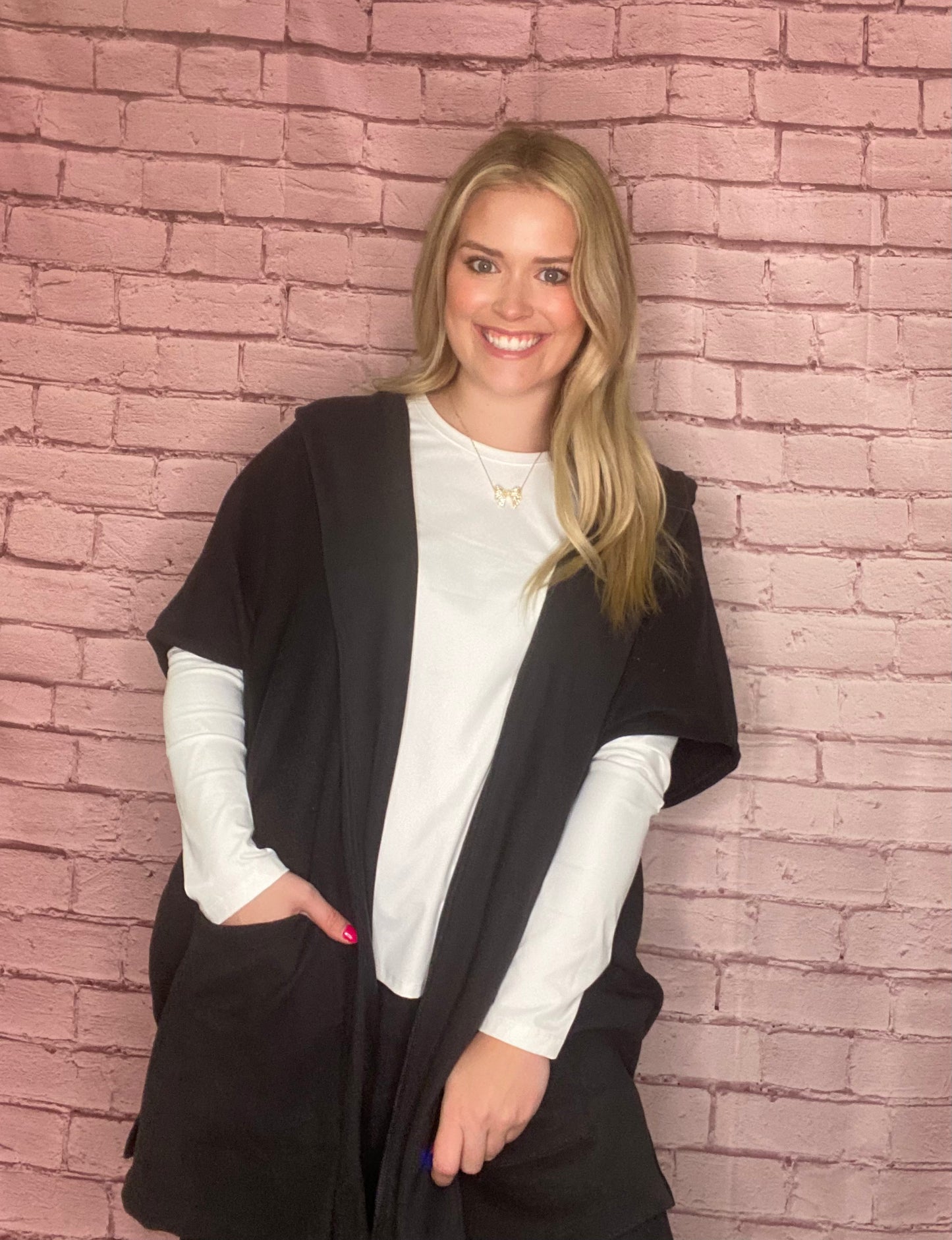 Black Hooded Cardigan