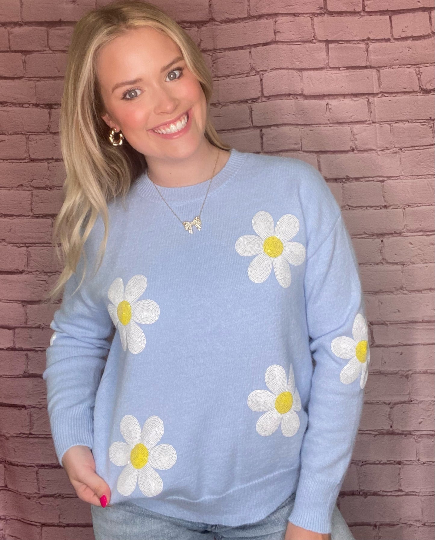 Sequin Daisy Sweater