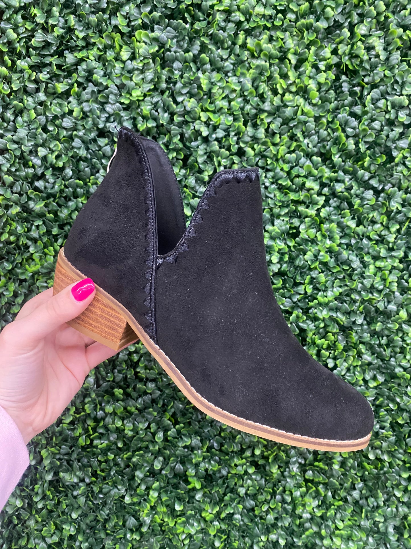 Black Faux Suede Booties