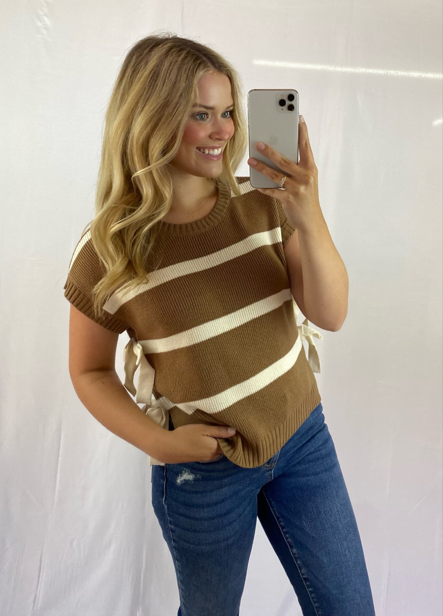 Stripe Sweater with Tie Detail