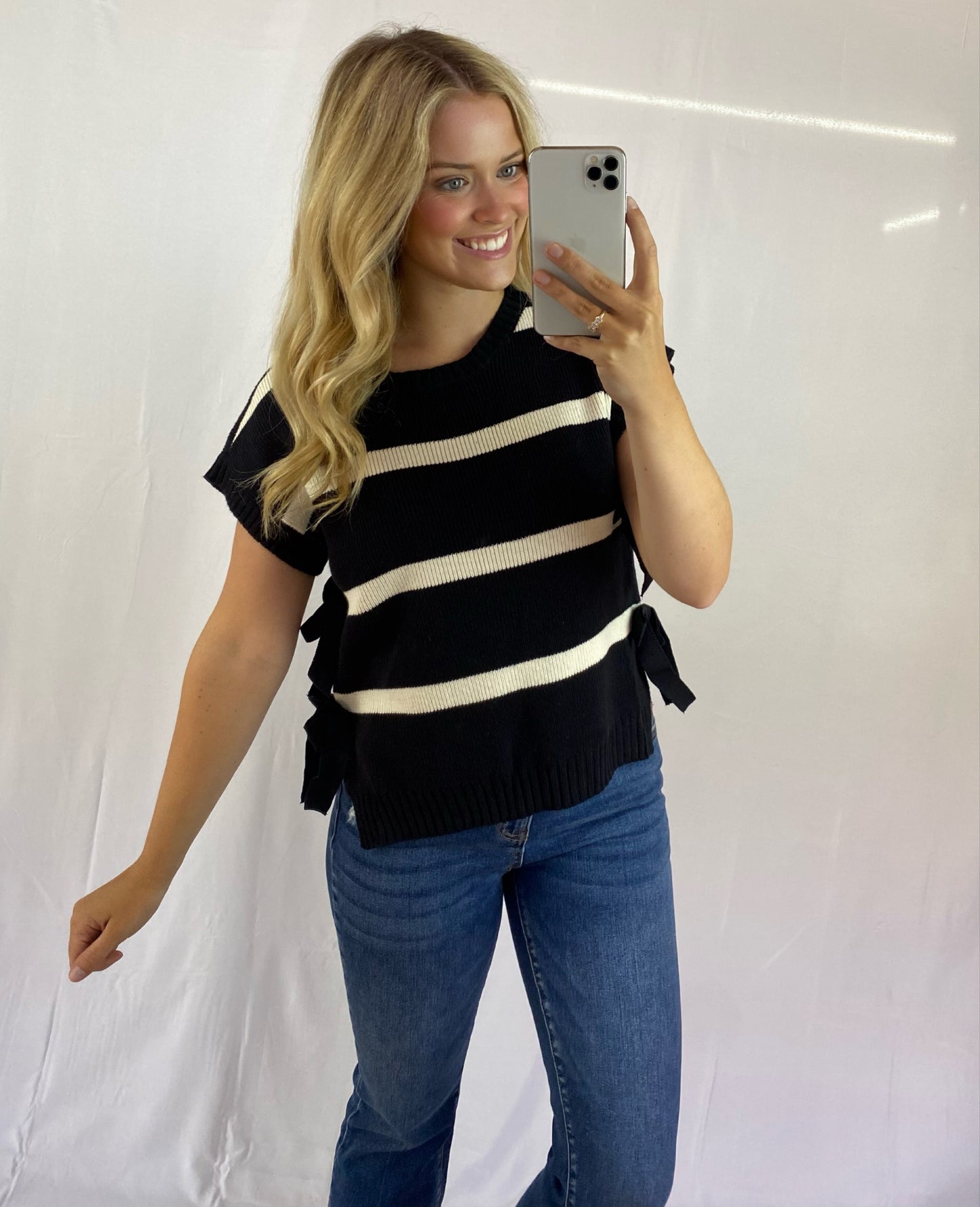 Stripe Sweater with Tie Detail