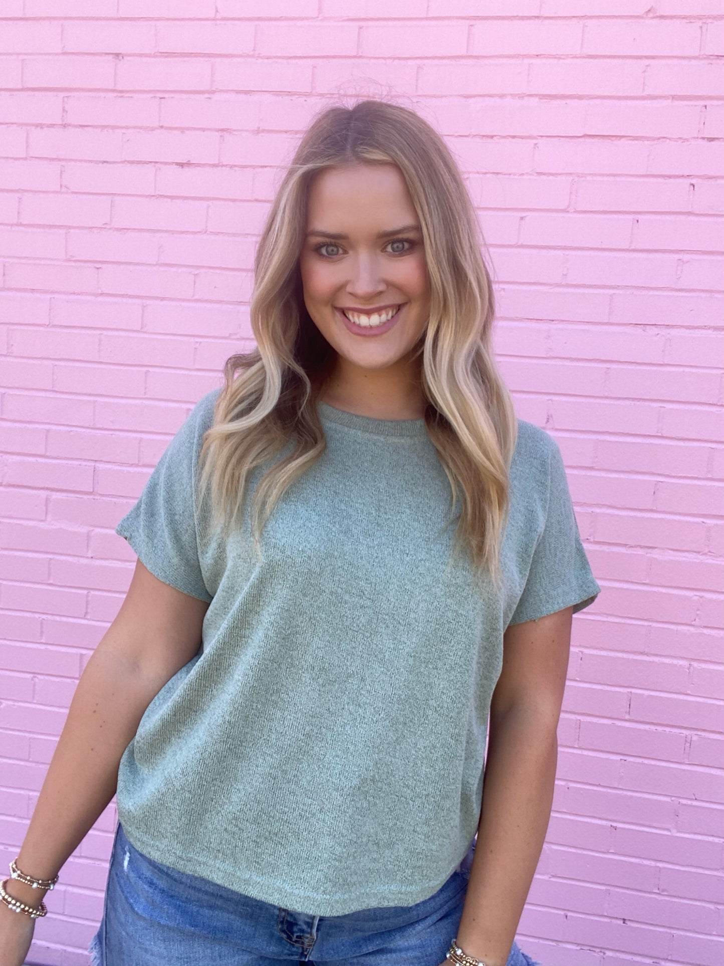 DROP SLEEVE ROUND NECK KNIT TOP