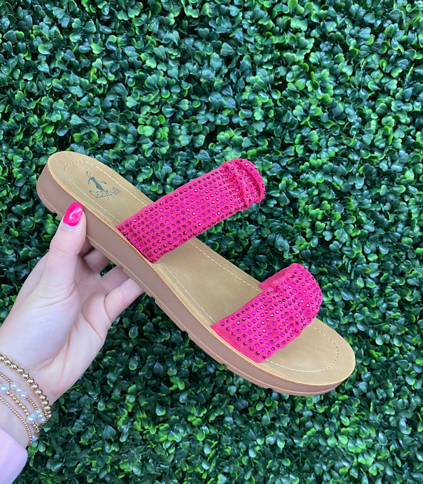 Corky Fuchsia Crystals Sandals