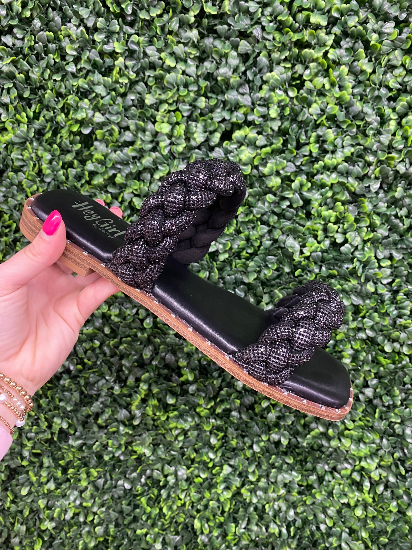Corky Black Rhinestone Sandals