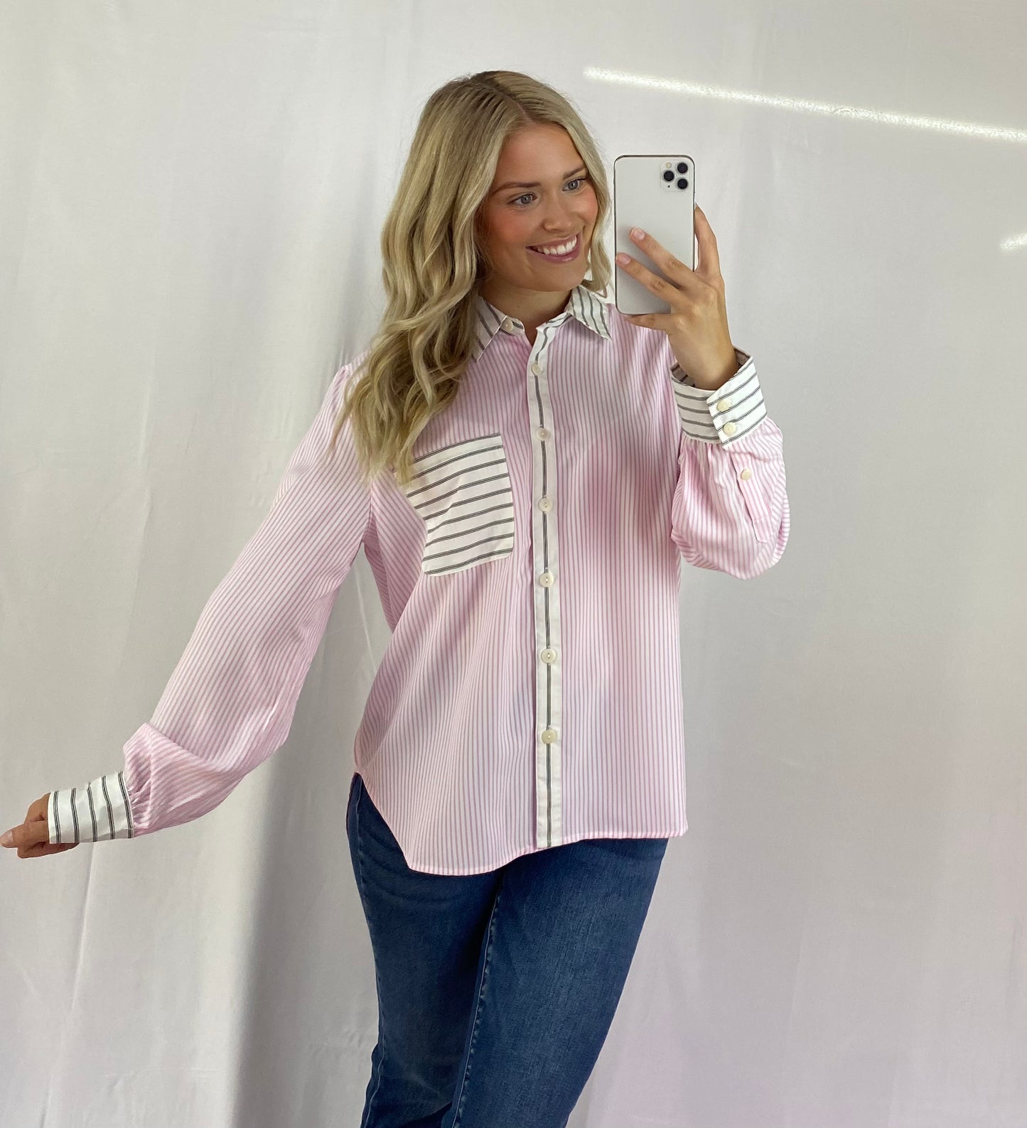 Pink Stripe Button-Down