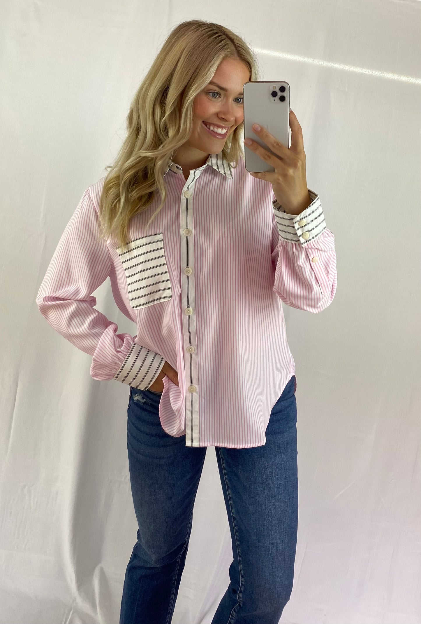 Pink Stripe Button-Down