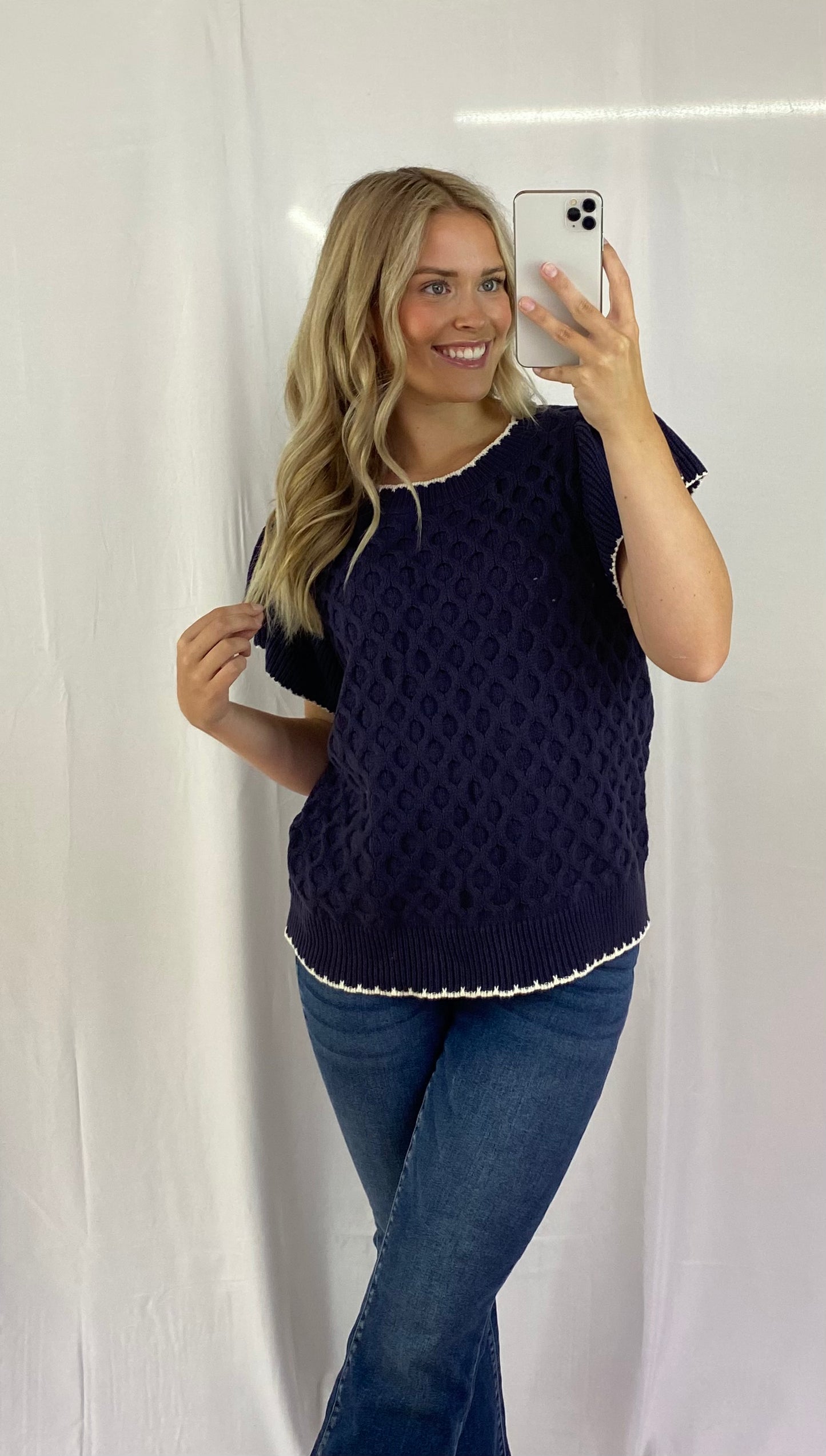 Cable Knit Sweater with Ruffle Sleeves