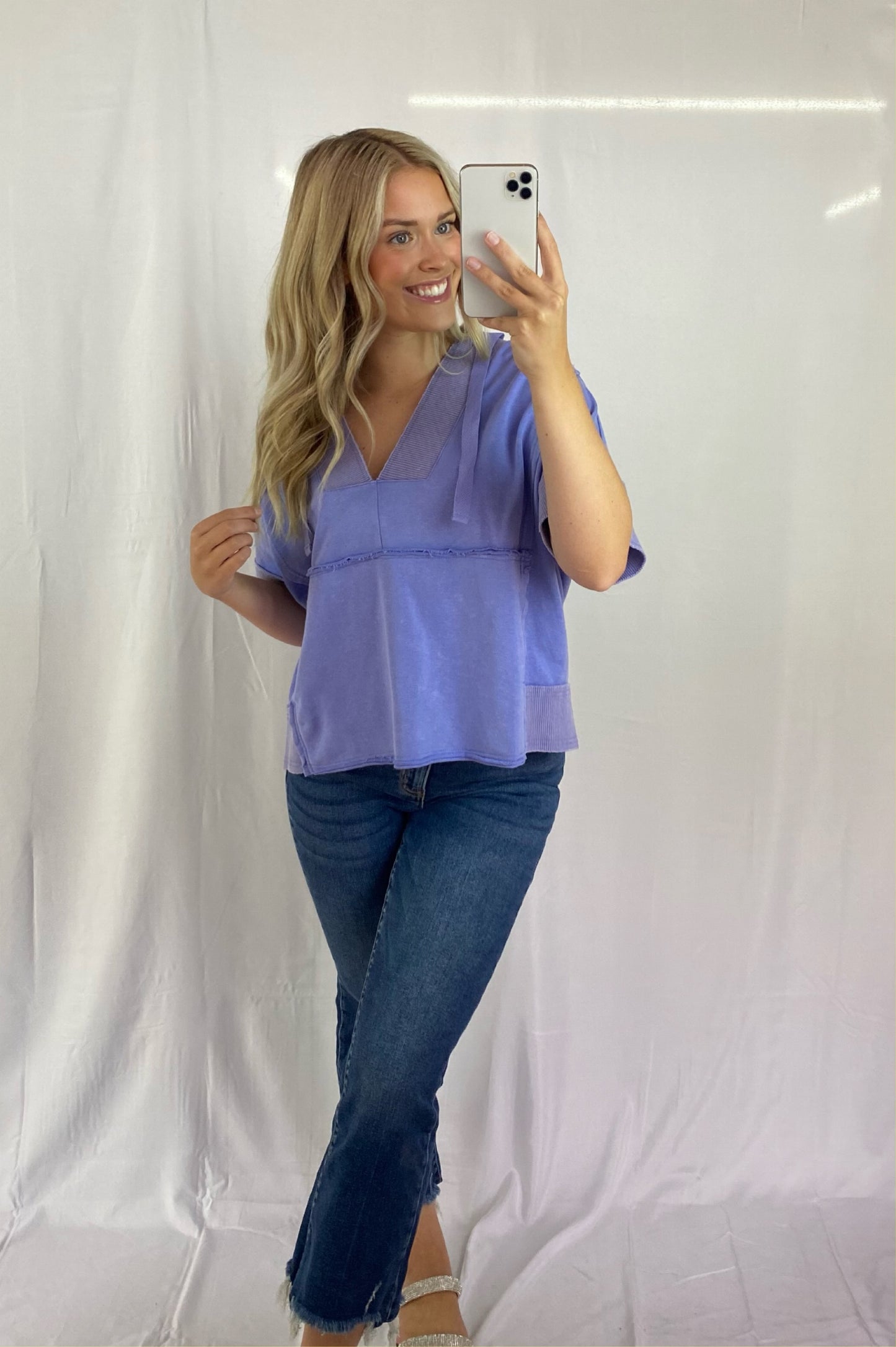 Deep V Hooded Pullover