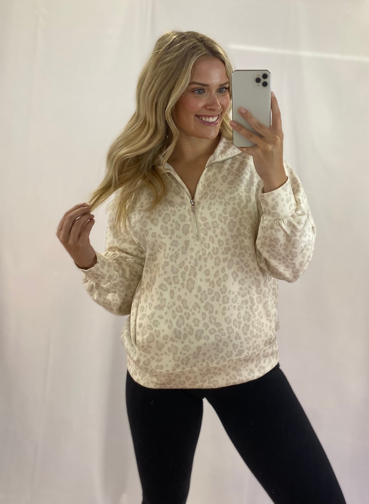Leopard Print Quarter Zip