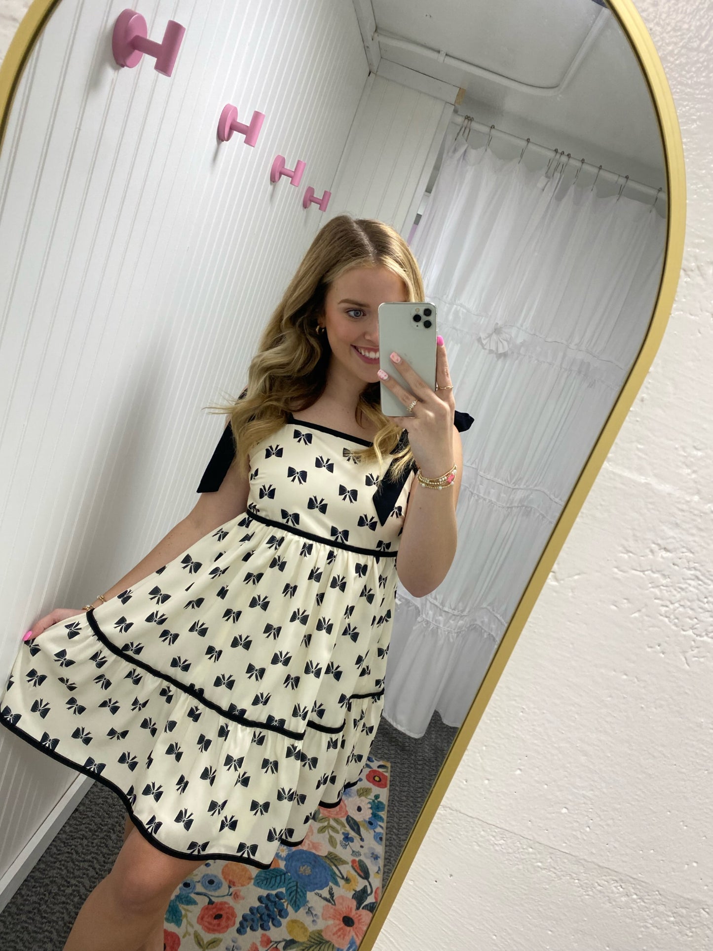 Black and White Bow Dress w/ Tie Straps