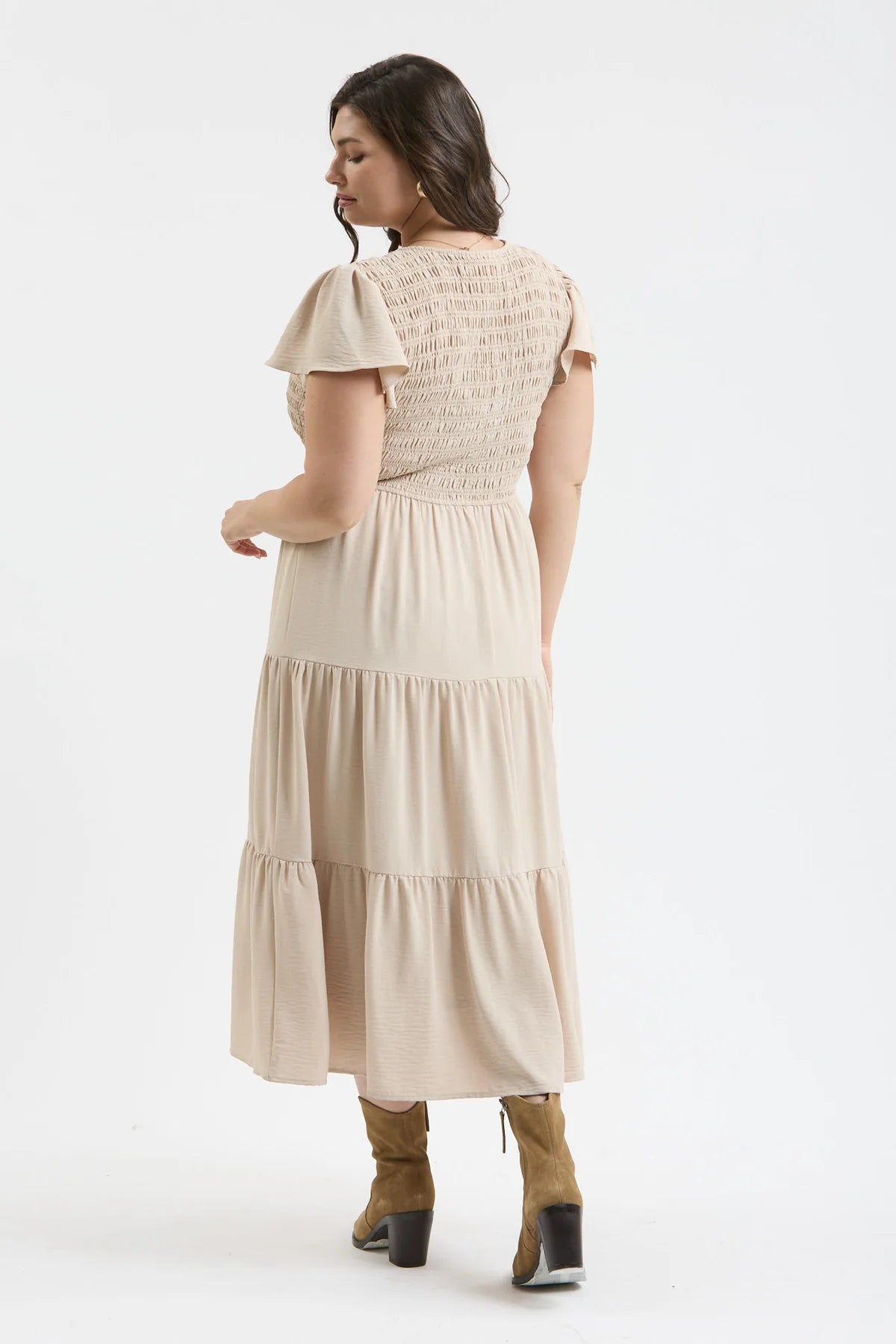 Curvy Kahki Midi Dress