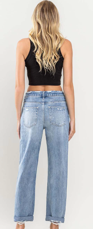 Rolled Up Rigid Boyfriend Jeans