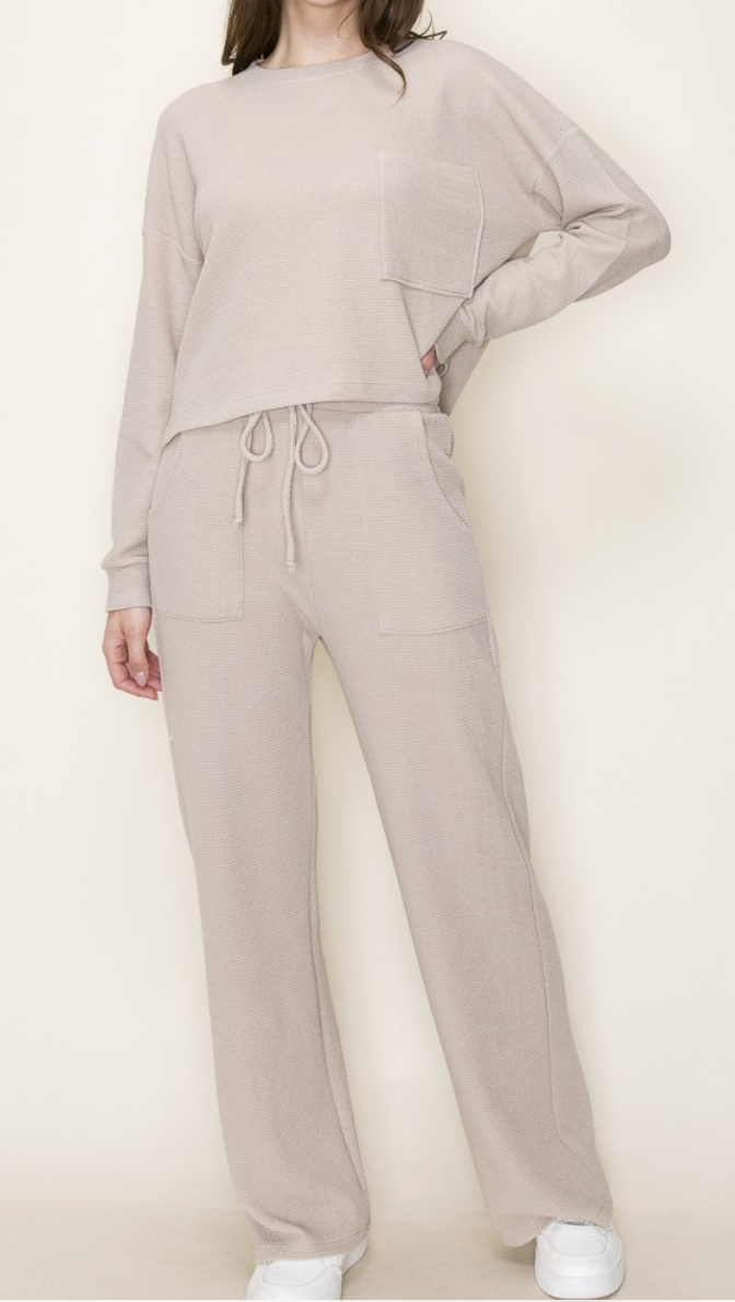Tan Waffle Knit Set