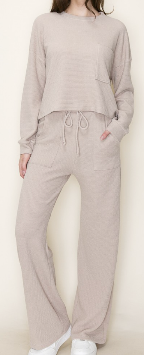 Tan Waffle Knit Set