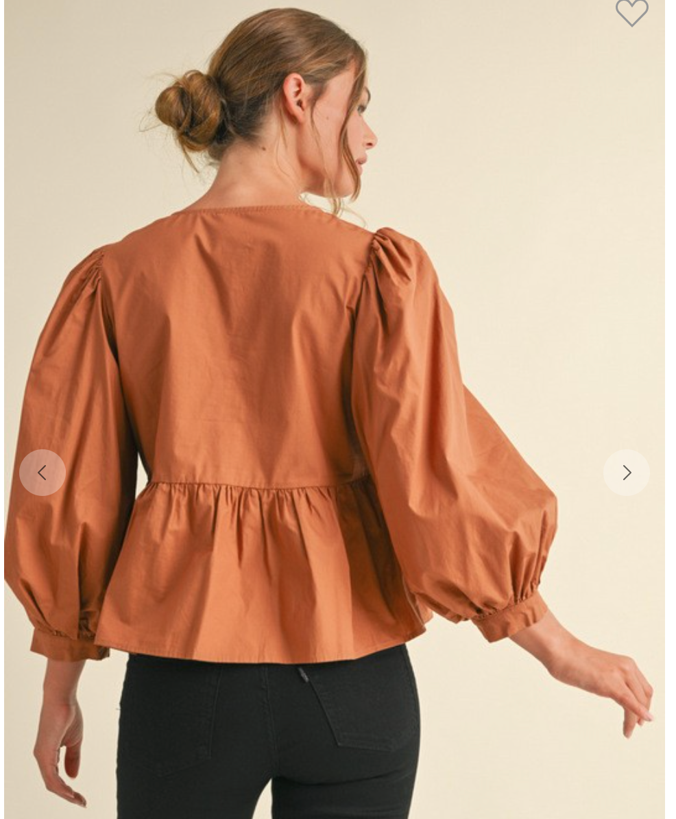Toffee Peplum and Bow Top