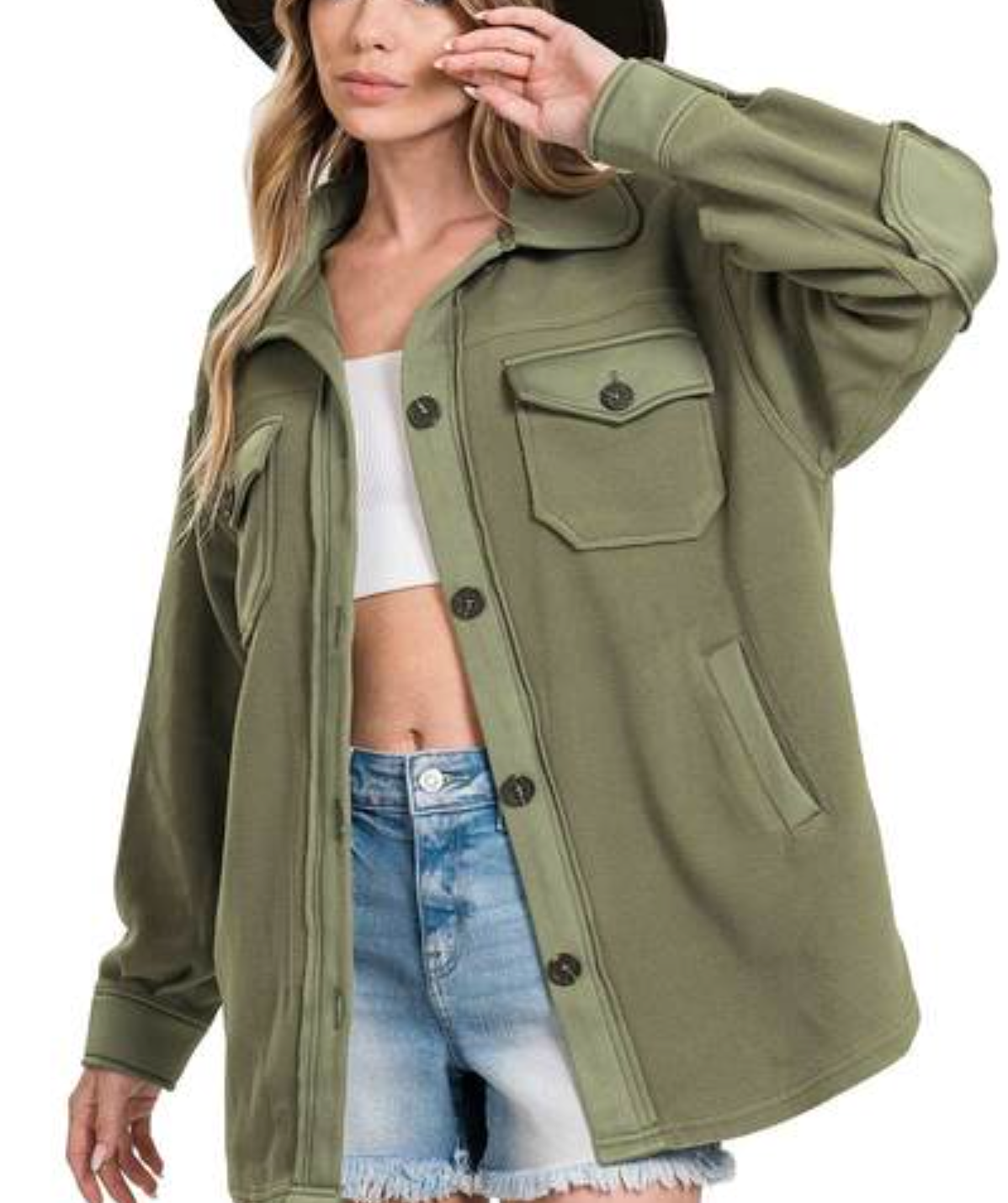 OVERSIZED BASIC FLEECE SHACKET