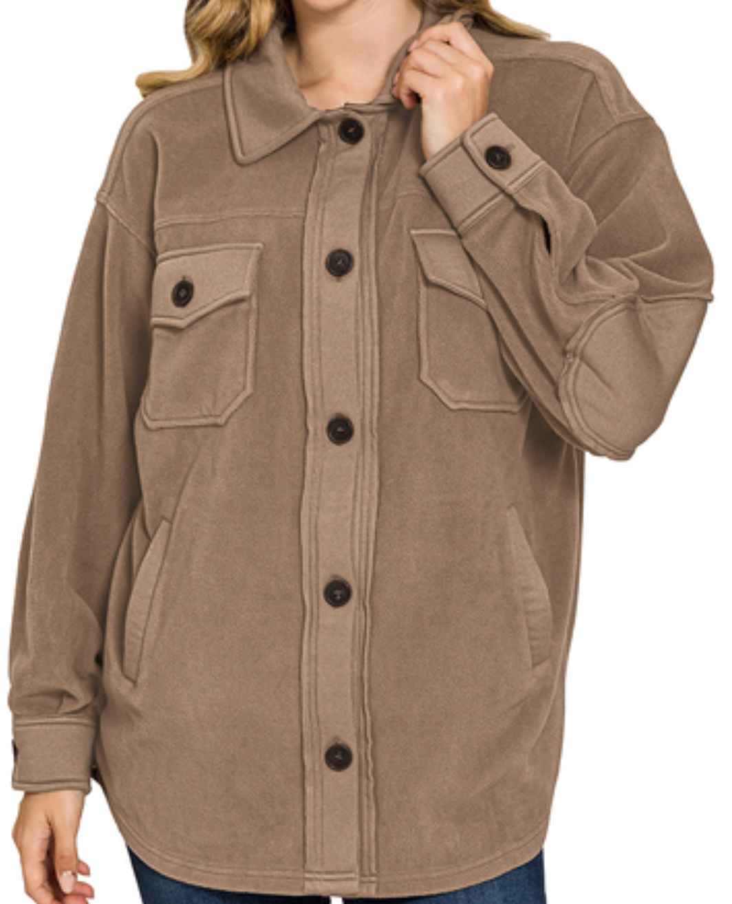OVERSIZED BASIC FLEECE SHACKET