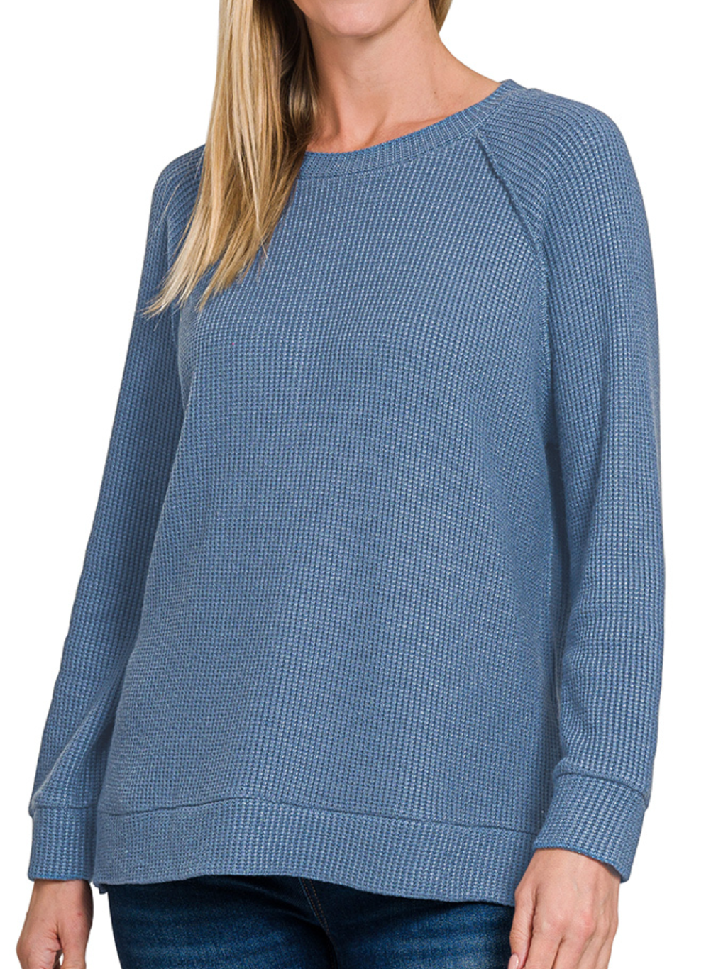 ROUND NECK RAGLAN LONG-SLEEVE SWEATER