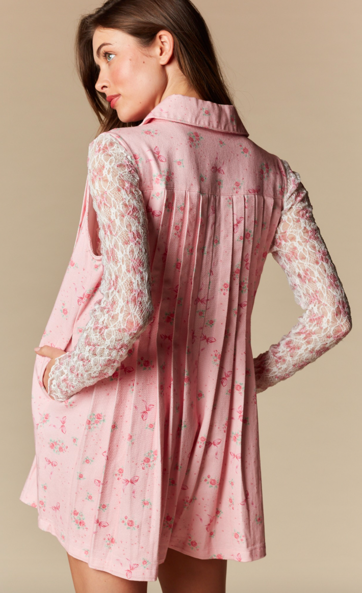 Floral Pleated Collared Romper