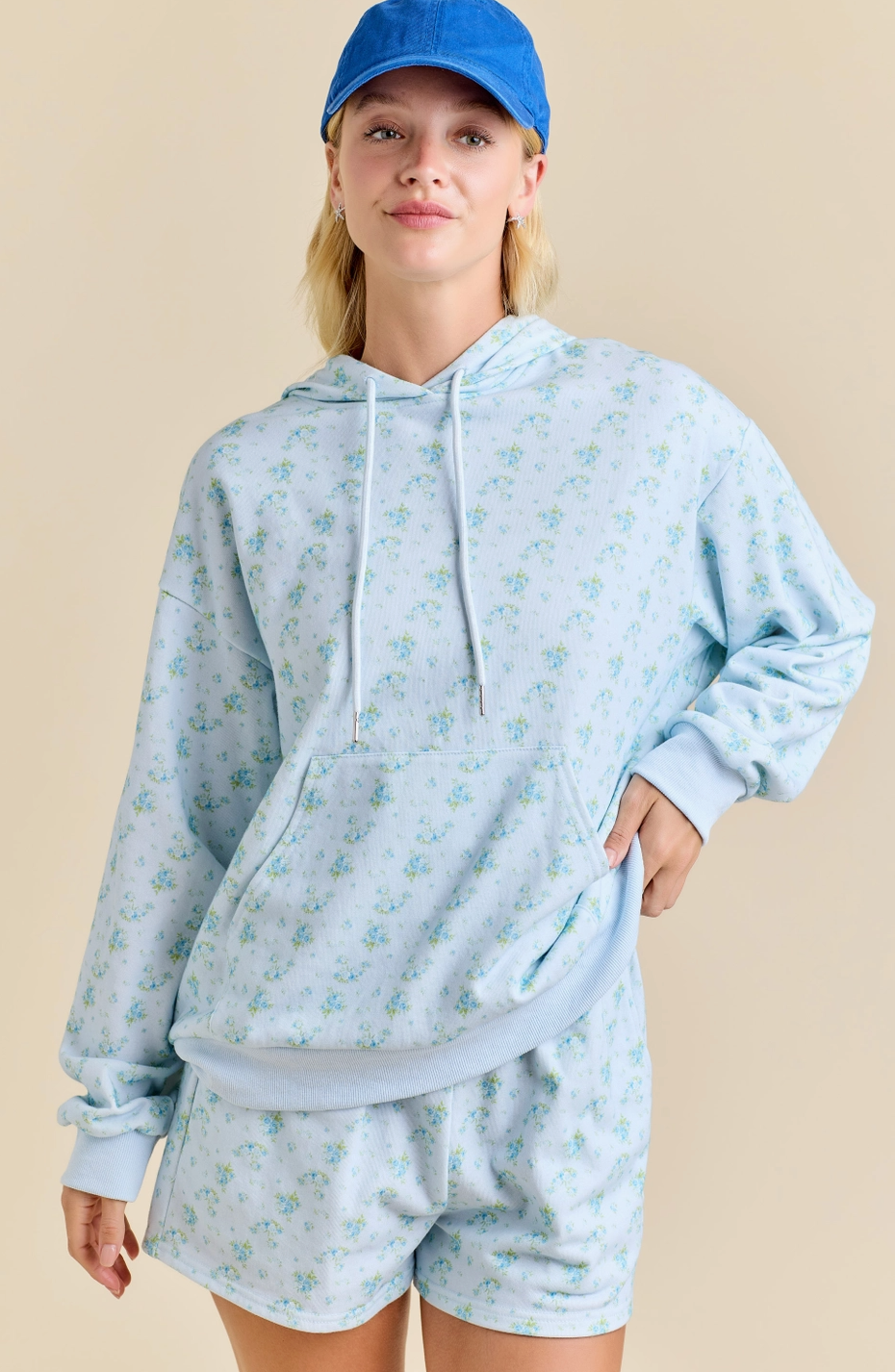 Floral Print Hoodie Set