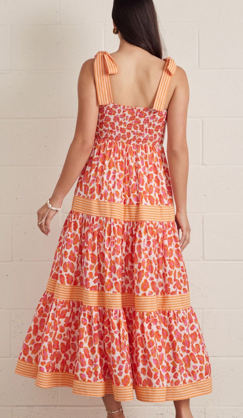 Animal print sleeveless midi dress
