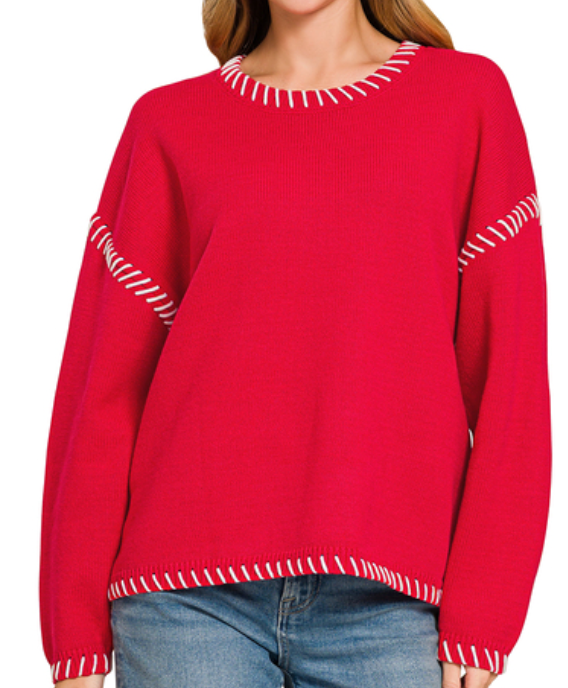 STITCH DETAILED OVERSIZE SWEATER