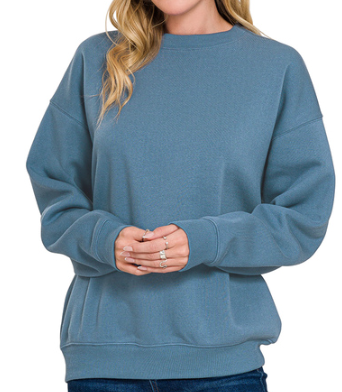 Fleece crewneck pullover sweatshirts