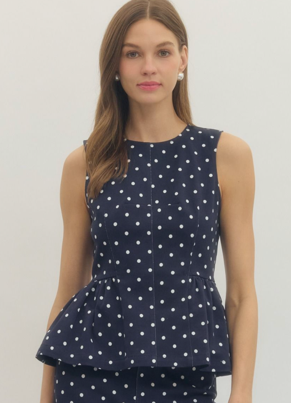 Navy Polka Dot Set