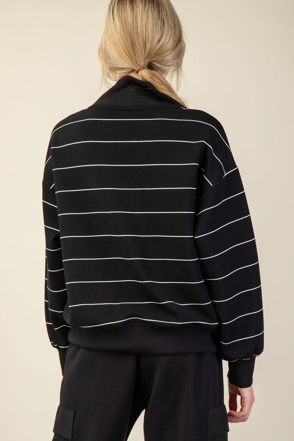 Modal Scuba Stripe V-neck Jacket