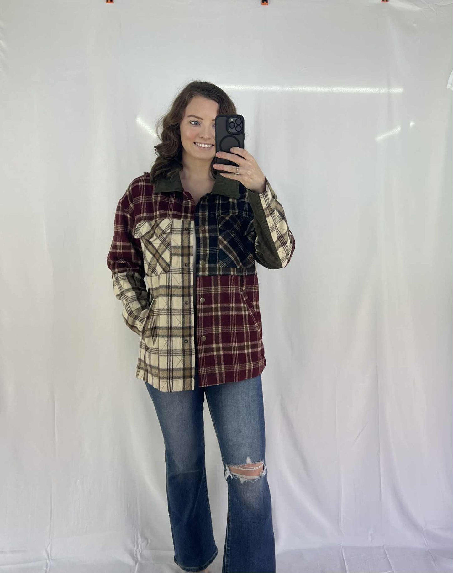 Red Mixed Plaid Patchwork Retro