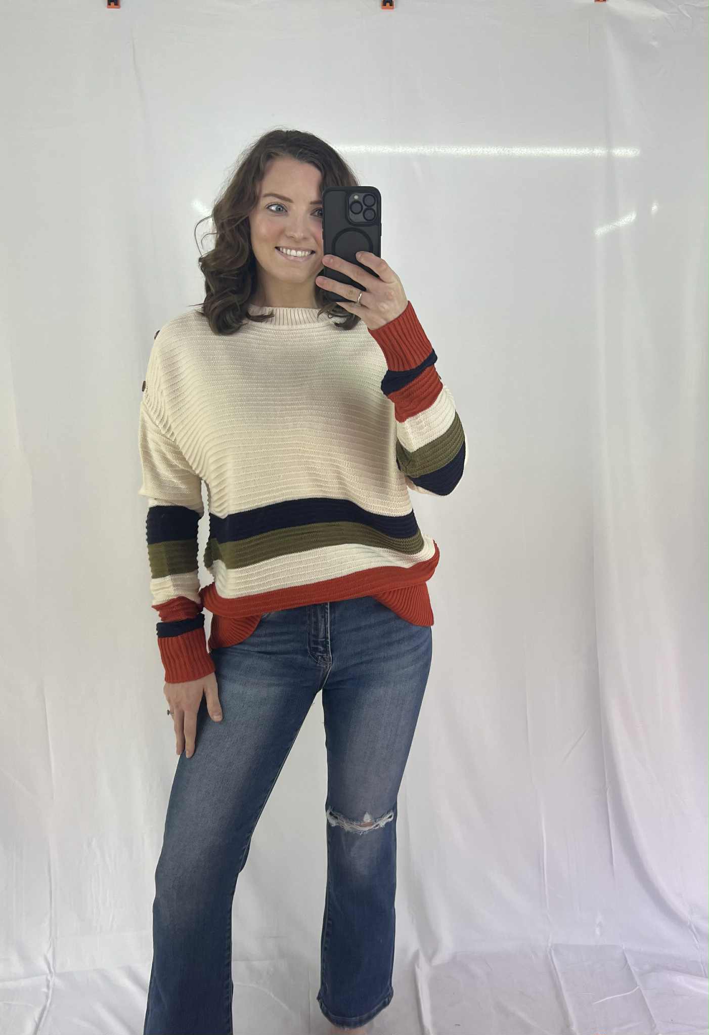 Seaside Stripe Button Sweater