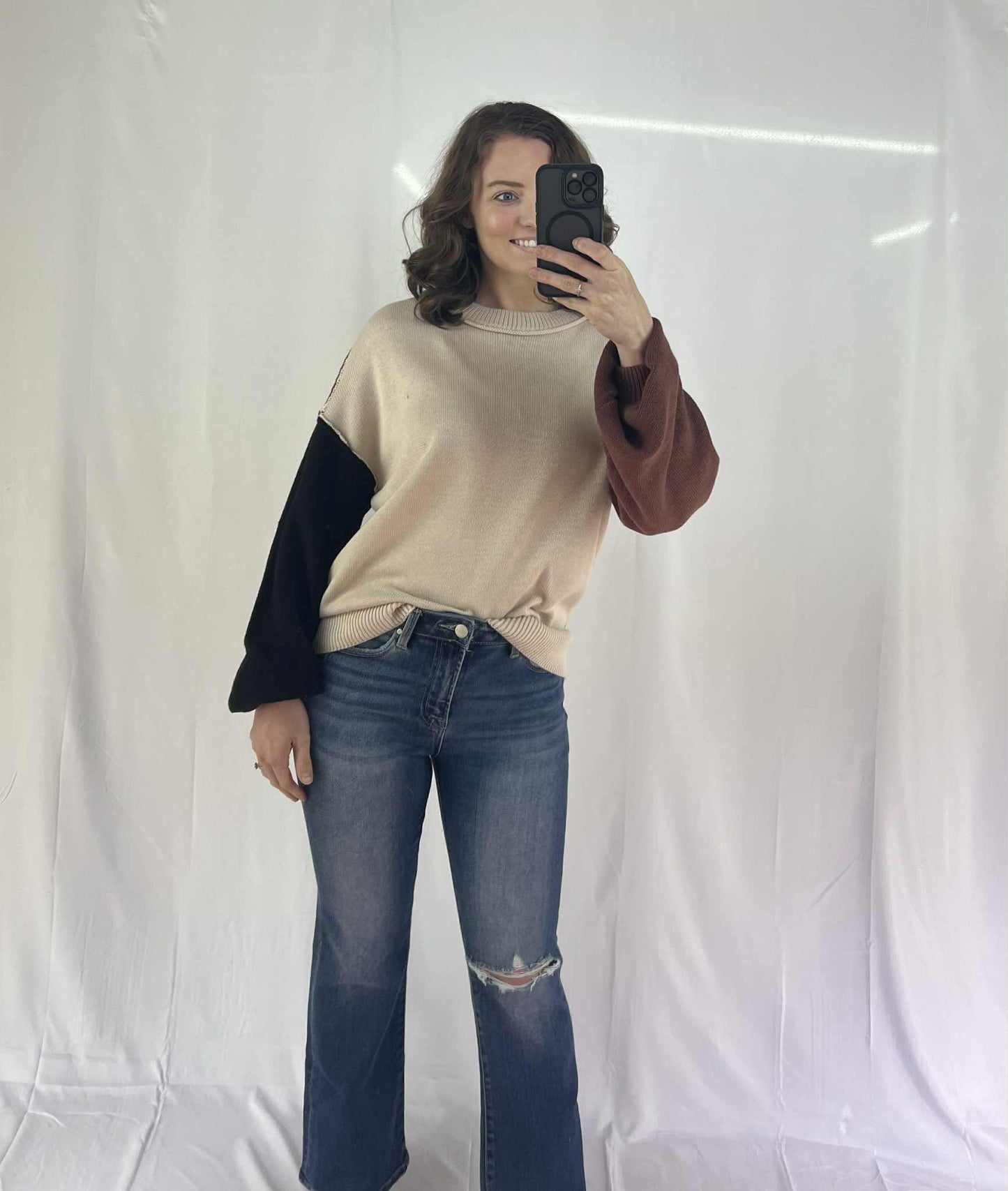 Chic Neutral Colorblock Sweater