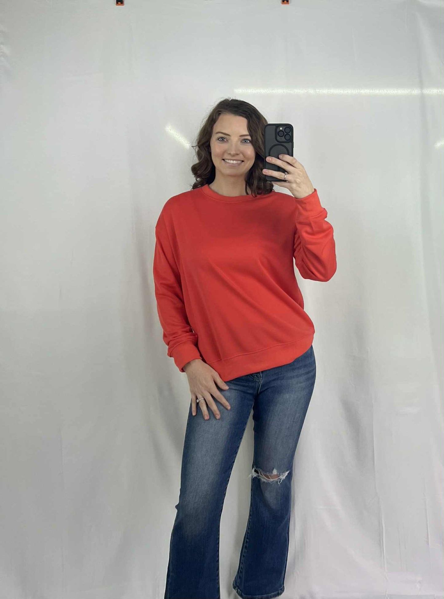 Plain Crew Neck Pullover Sweatshirt