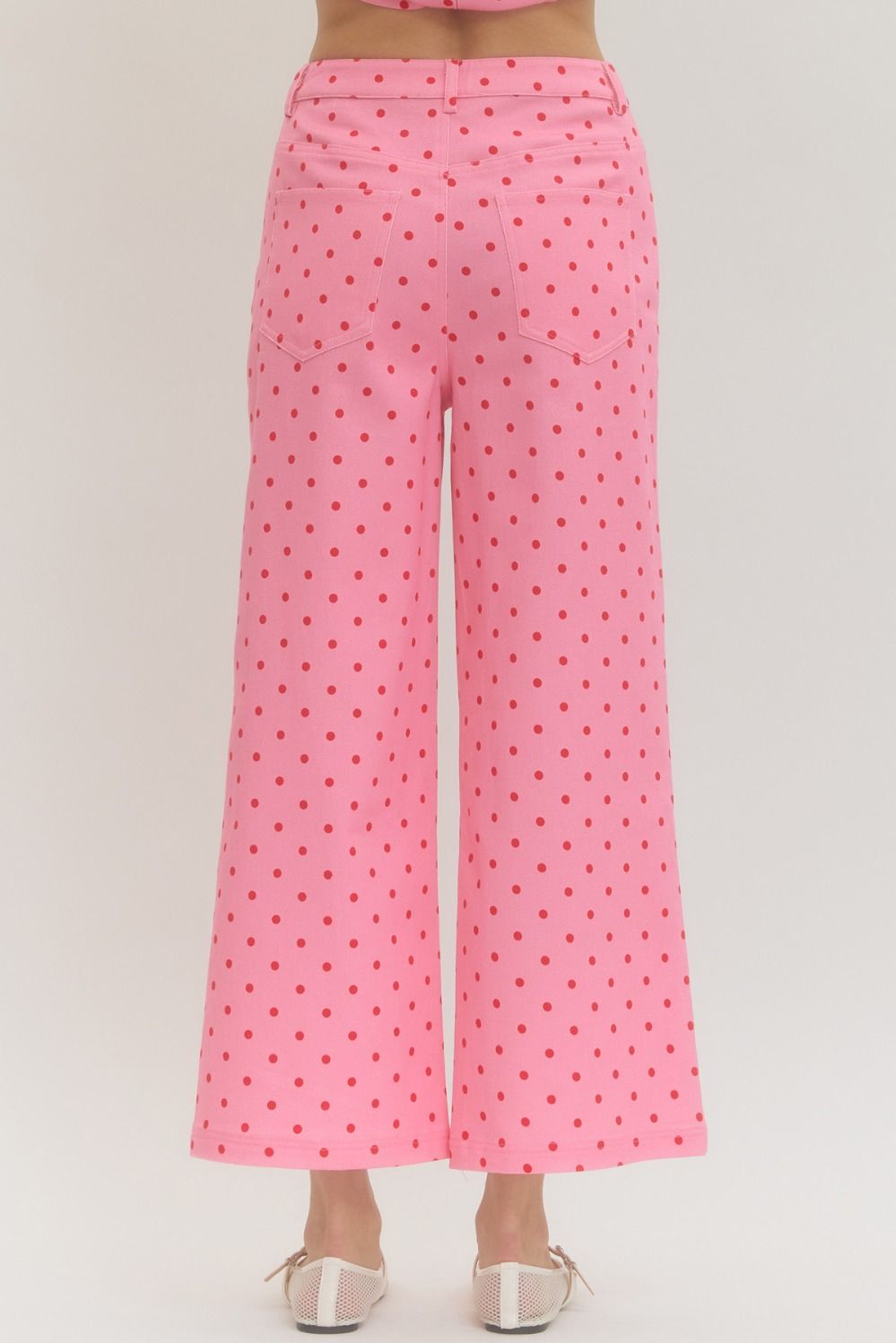 Polka dot wide leg pants