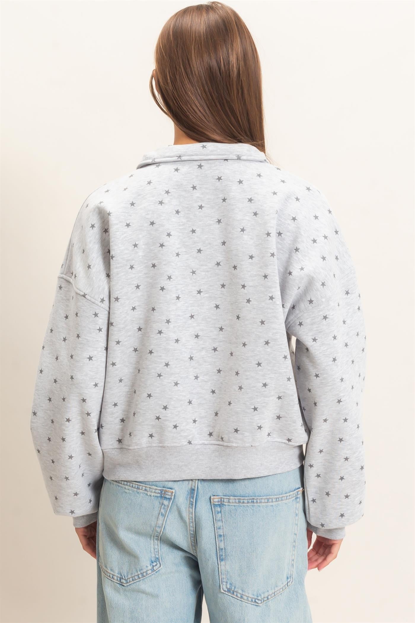 Star Print Half Zip Sweatshirt