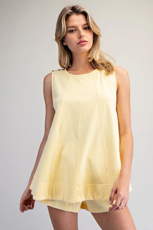 Contrast Topstitch Sleeveless Swing Set