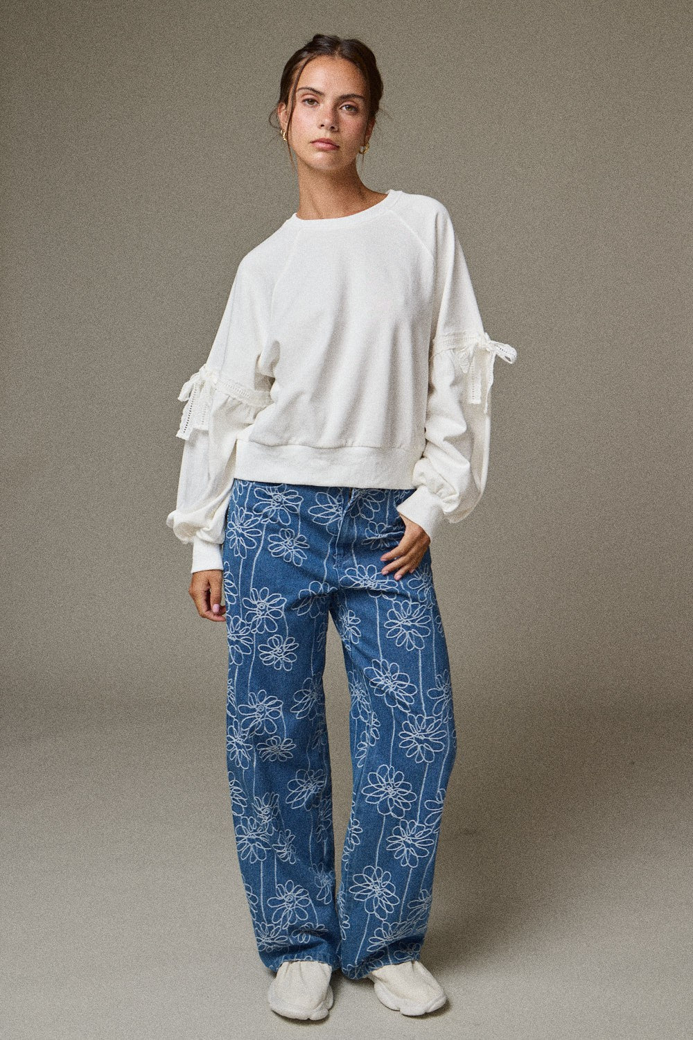 Bow Tie Sleeve Sweatshirt
