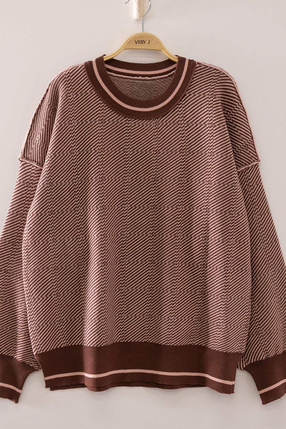 Soft plaid knit pullover sweater