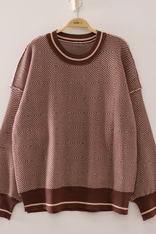 Soft plaid knit pullover sweater